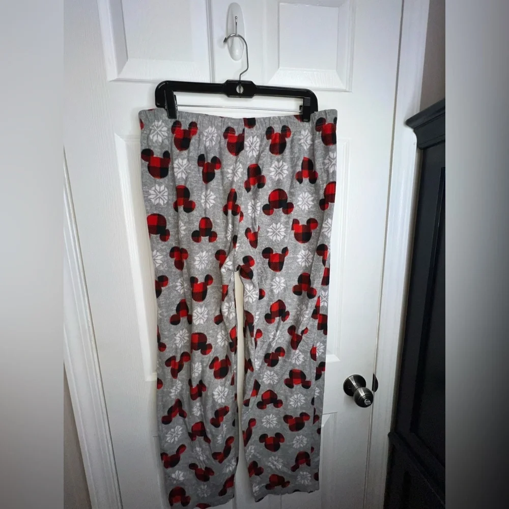 Disney Women’s XXL Mickey Mouse Gray Fleece Lounge Pants Holiday Snowflake 2XL - Picture 11 of 13